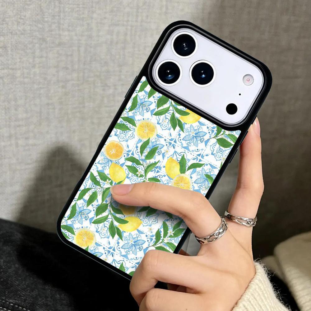 Capa Case for iPhone 17 Air 16 Pro Max 15 Plus 11 13 Mini 14 12 Back Phone Cover Mediterranean Lemon