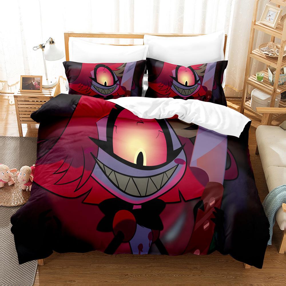 New Hazbin Anime Bedding Set, Twin Queen Size Duvet Cover Set with Pillowcases 75*50cm for Children and Adults Home Textiles