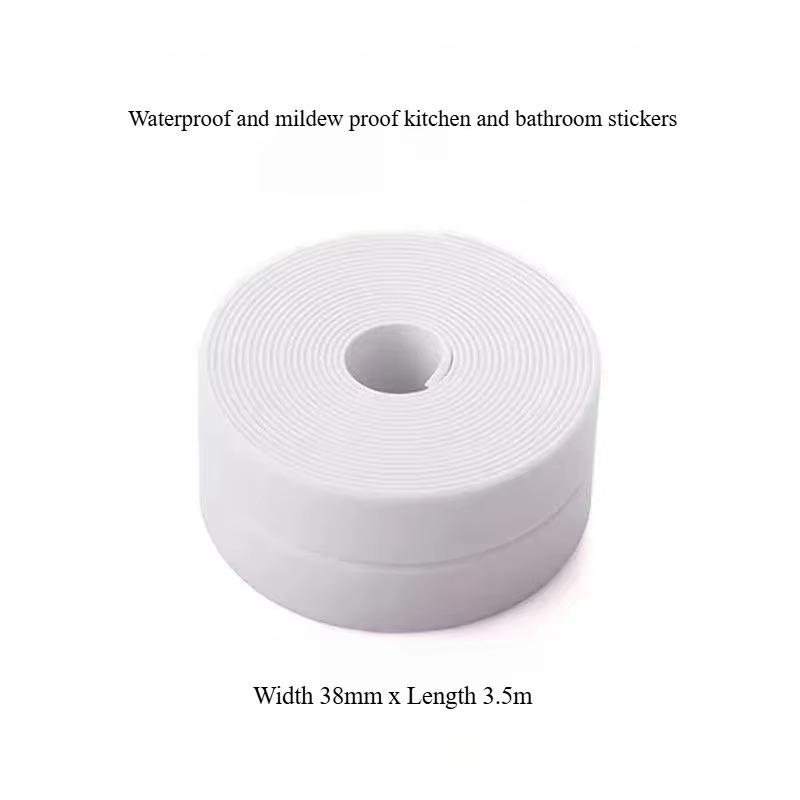 Bathroom Sealing Tape Waterproof Sealing Tape Suitable for Bathroom, Toilet, Kitchen Countertop, Bathroom, Toilet (white 38mmX3.5m)