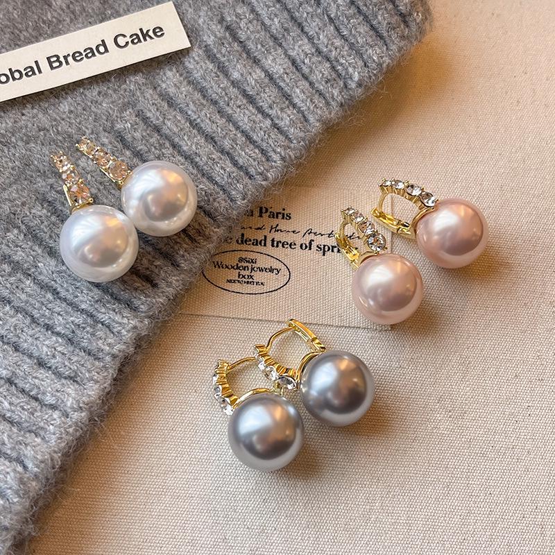 S925 Silver Baroque Pearl & Diamond Stud Earrings for Women - French Retro Light Luxury Style