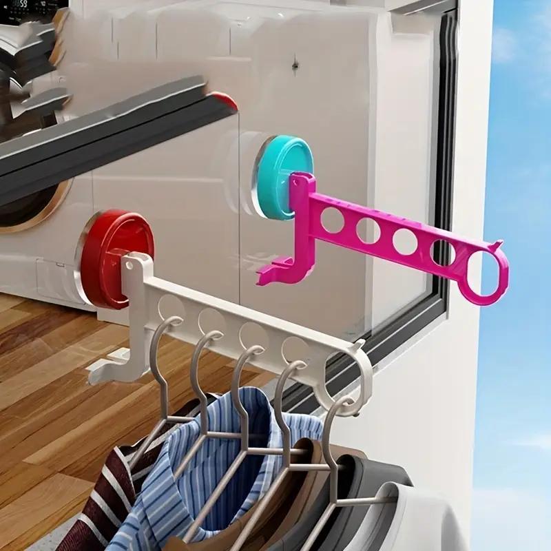 1KS 5otvorová přísavka Věšák na oblečení Úložný stojan Domácí Balkon Multifunkční Nástěnný stojan na sušení oblečení Úložný stojan