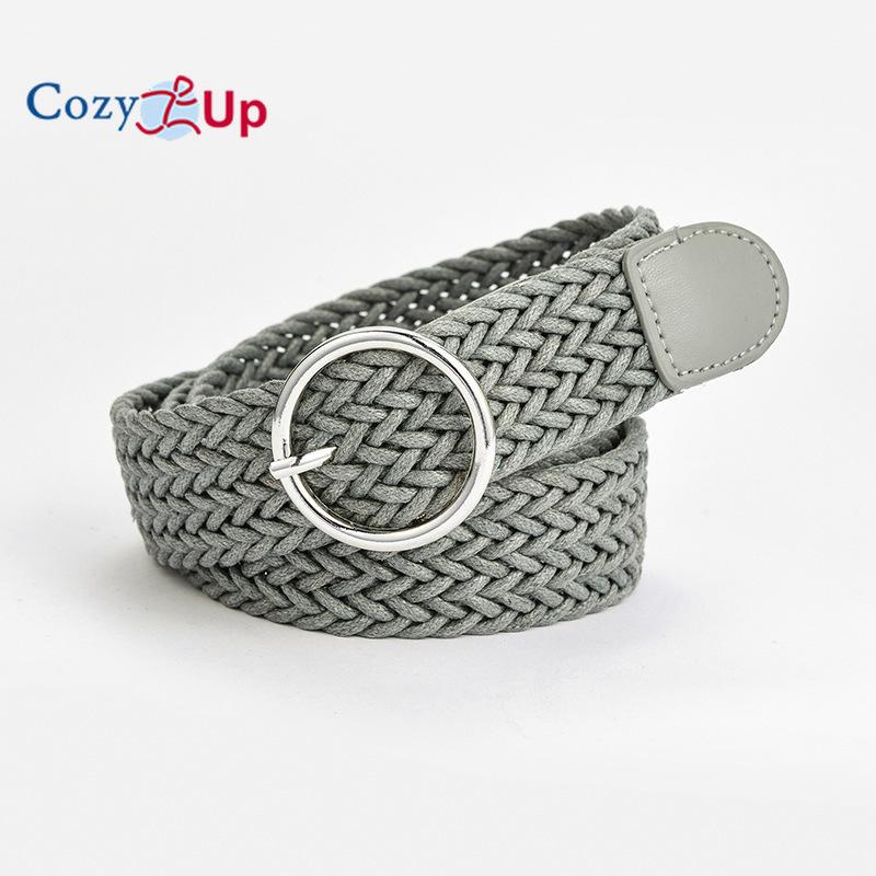 Candy Color Ladies Round Buckle Belt Retro Twist Wax Rope Braided Decorative Jeans Belt