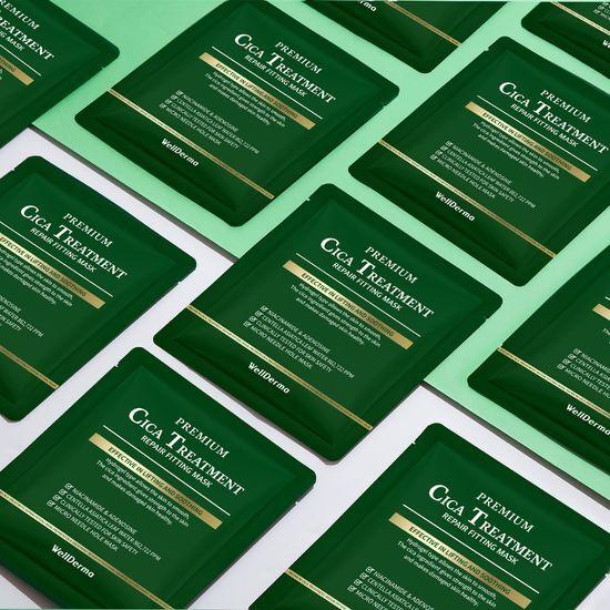 Wellderma Cica Repair Gel Mask Pack 4 Sheets, 86% Purslane Leaf Extract