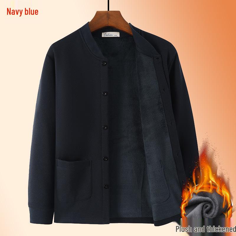 Herren Warme Opa Strickjacke Jacke - Herbst/Winter Samt Knopfleiste für Senioren