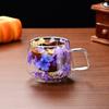 Yousheng Double Wall Coffee Mugs High Borosilicate Glass Cups with Colorful Petal Design Insulated Heat Resistant Tea Latte Mugs with Handle