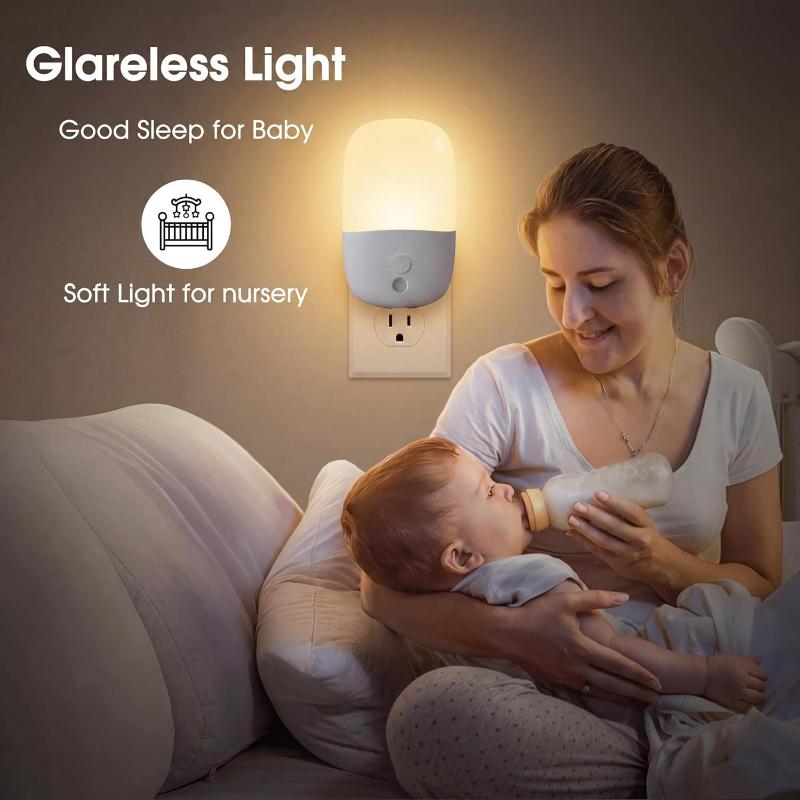 Safe LED Night Light for Kids Sleep Dusk to Dawn Sensor Mountable US EU Plug for Nursery Hallway Bathroom