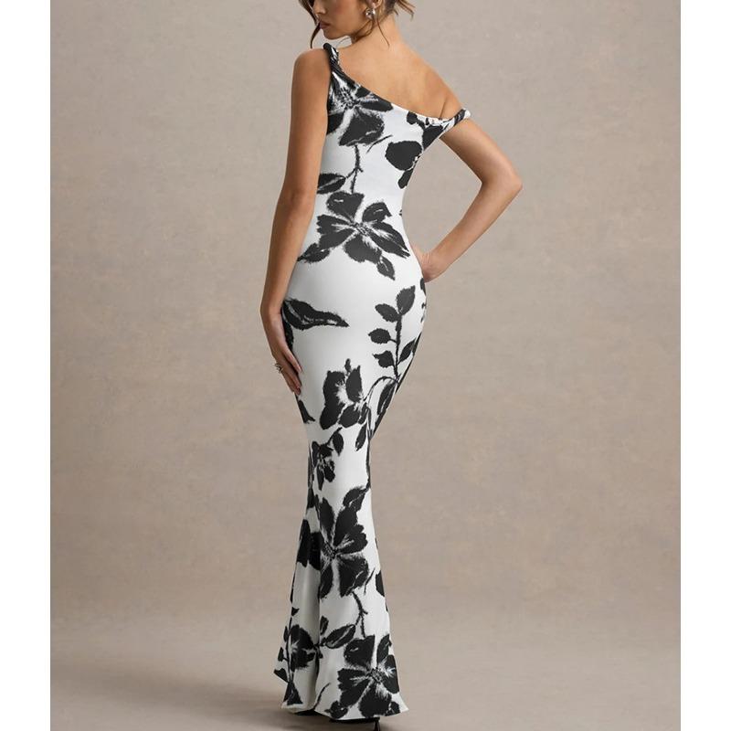 2025 Summer Sexy Halter Leopard Printed Suspender Dress New Fashion Elegant Sleeveless Bodycon Slim Long Party Dresses Women Clothing