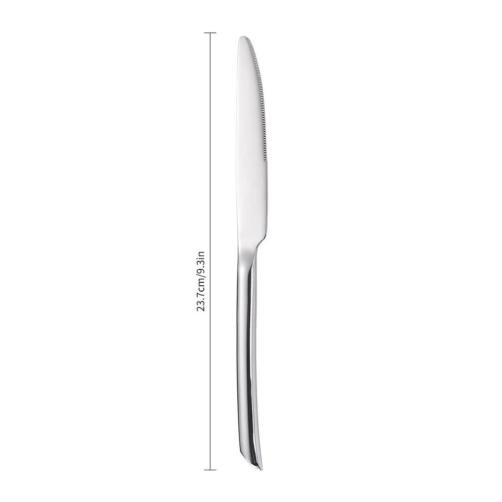Stainless Steel Western Tableware Steak Knife Creative Hotel Household Round Handle Oblique Tail Knife and Fork Spoon Mirror Light