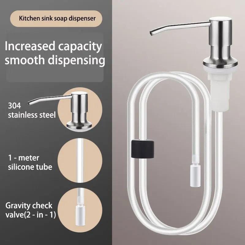 Sink Liquid Pump Extension Tube Stainless Steel Kitchen Soap Dispensers Kitchen Sink Hand Pressure Dispenser For Liquid Soap