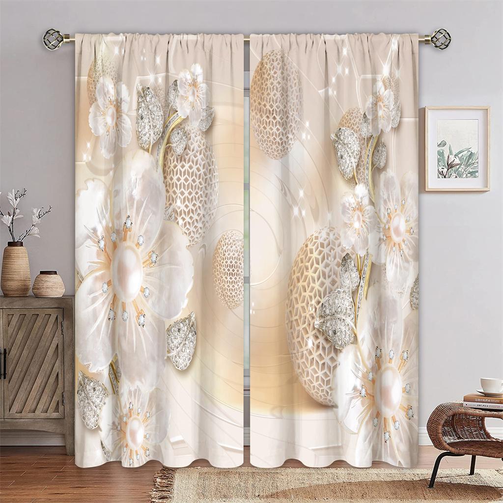 Luxury Romantic Diamond Flower Lady On Sale Window Curtains Drapes for Kids Bedroom Living Room Kitchen Door Home Decor 2Pieces
