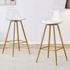 2-Piece Set Bar Stools with Transparent Backrest, Gold Frame, High Chair – for Café, Living Room and Bar Area