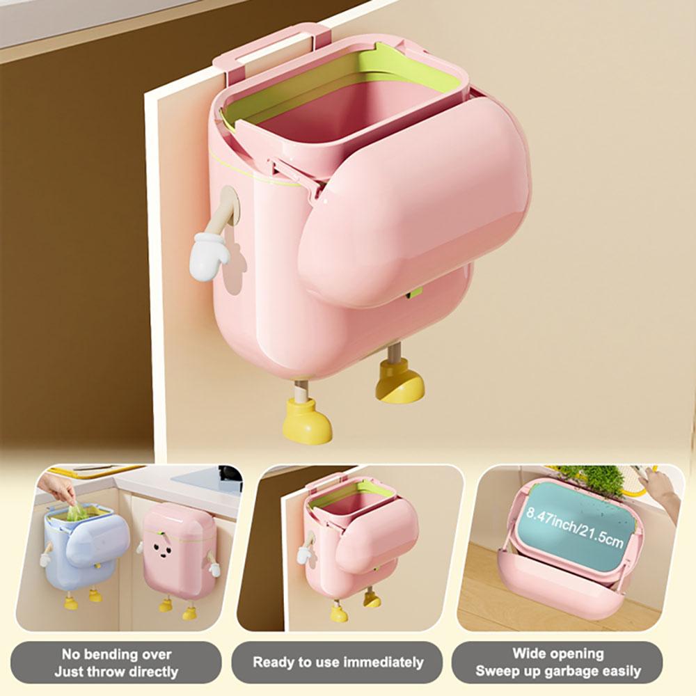 Compost Bin Kitchen for Counter Top or Under Sink, Plastic Hanging Trash Can with Lid, Wall Mounted Garbage Can for Bathroom,