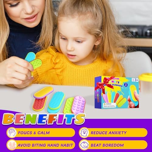 Zestaw 6 magnetycznych zabawek Fidget, Ciche sensoryczne zabawki ślizgowe do łagodzenia stresu, lęku, ADHD, autyzmu, Sensoryczne magnetyczne zabawki ślizgowe dla dzieci i dorosłych