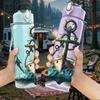 1PC Vintage Anchor Marine Pattern 750ml Color Plastic Sports Water Bottle Leakproof Flip Straw Lid Suitable for Sports Office Home Use