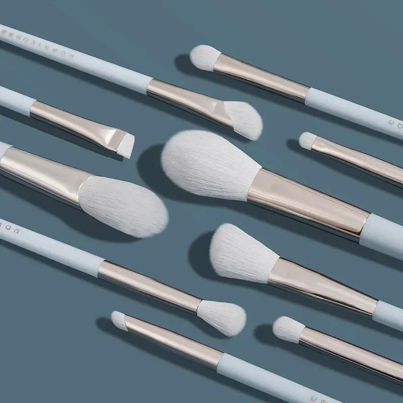 10Pcs Portable Makeup Brush Set Fiber Hair Cover Brush Powder Dispersal Repair Brush Injection Molding Beauty Makeup Tool