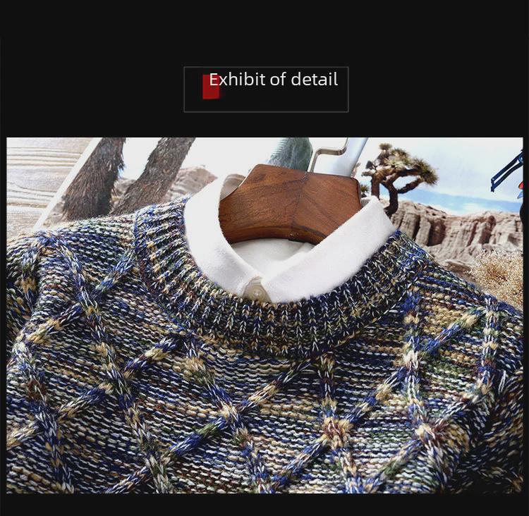 2024 Winter Men's Thick Knit Sweater, Round Neck, Long Sleeve Trendy Jacket