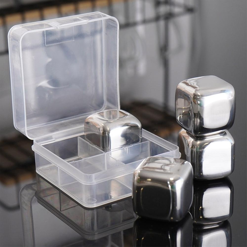 4x Kostki Lodowe Stalowe Wielorazowe Lodu Chłodzące do Whisky Drinków