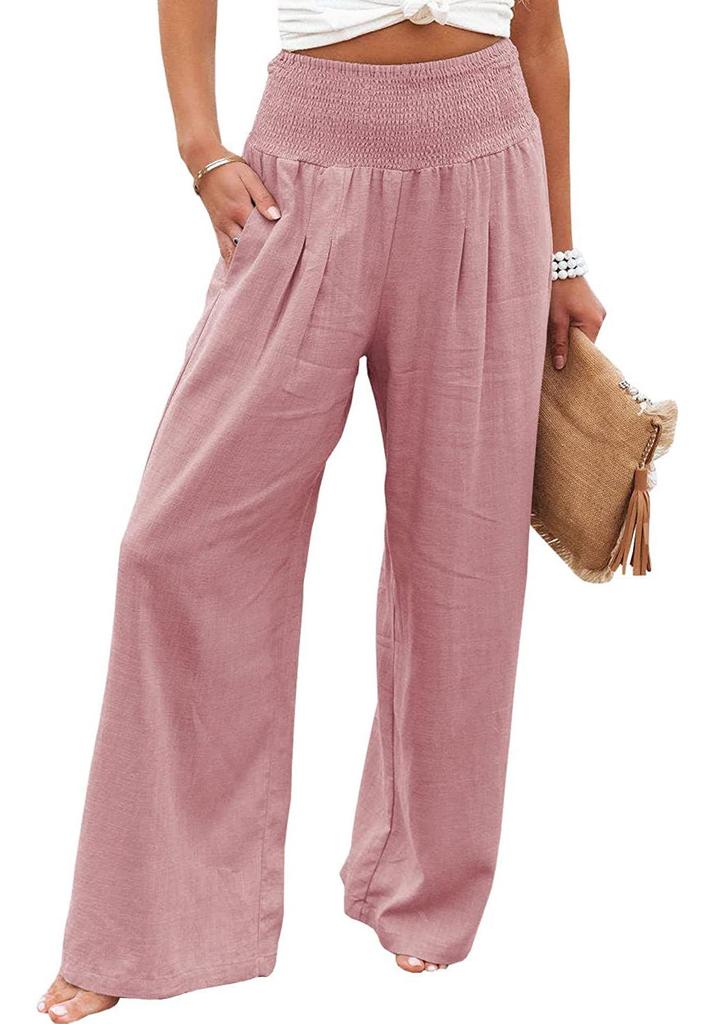 2026 Spring/Summer Women's Casual Loose Cotton Ruched Distressed Mid-rise Pants