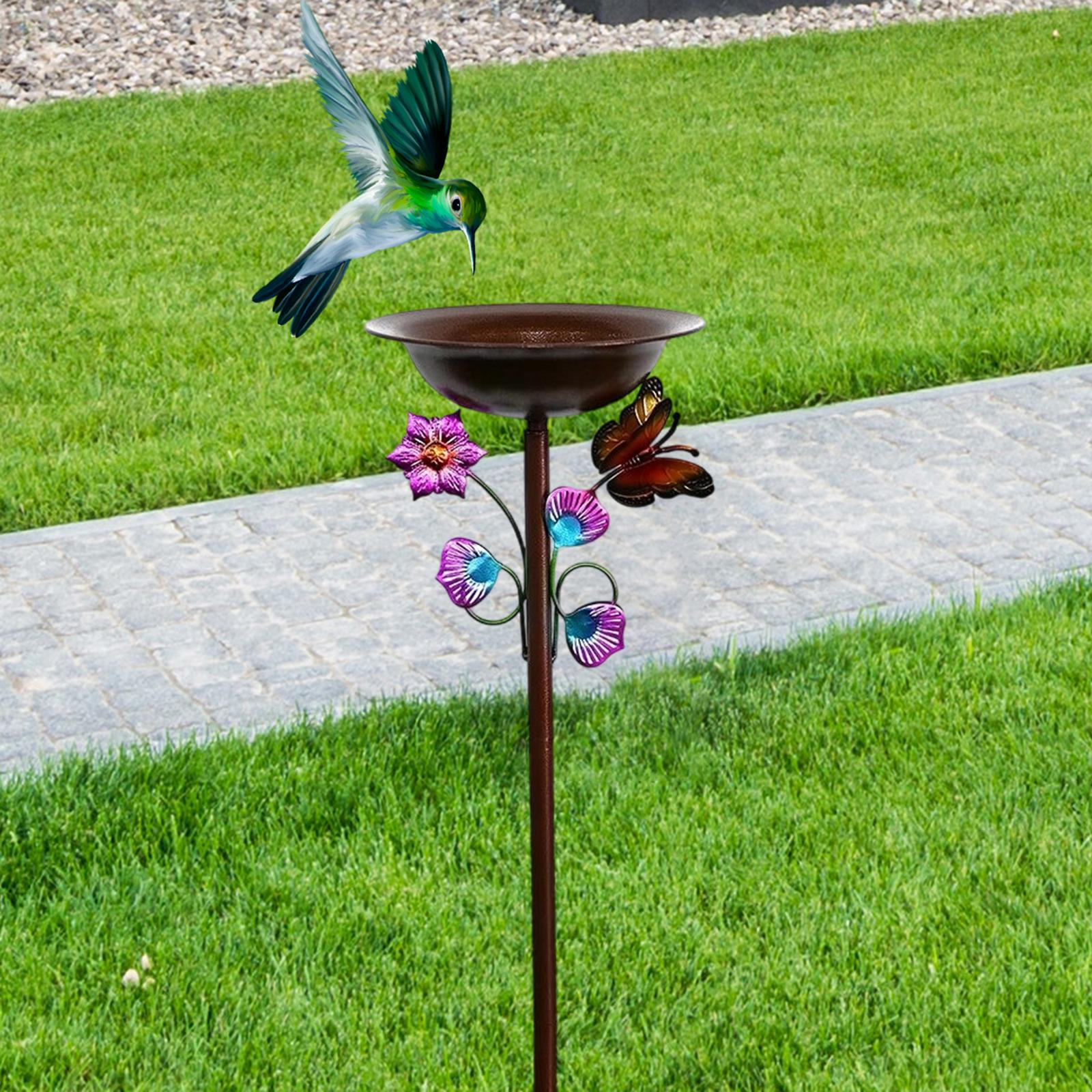 

Outdoor Bird Bath Decorative Standing with Stake Elegant Iron Art Weather