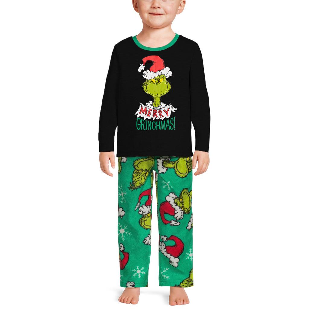 Christmas Family Matching Pajamas Set, Mother Child Baby Cartoon Print Pajamas Home Clothes Set
