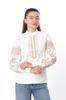 Blouse – Women's Linen Embroidered Shirt with Puff Sleeves & High Collar, Any Season 8409-132-22 HC