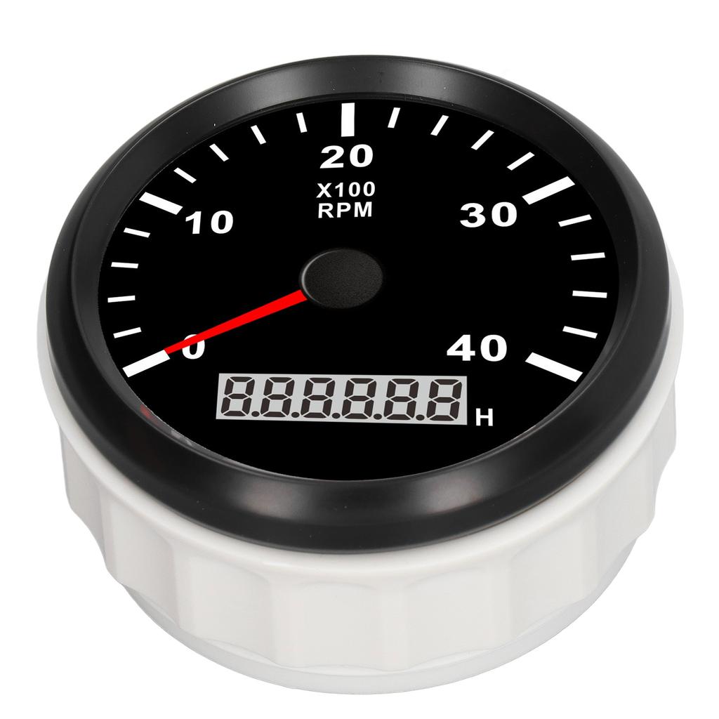 85mm 0‑4000RPM Engine Tachometer with 0.0‑99999.9H Hourmeter IP67 Waterproof Anti Fog Red Backlit for Car Truck Ship