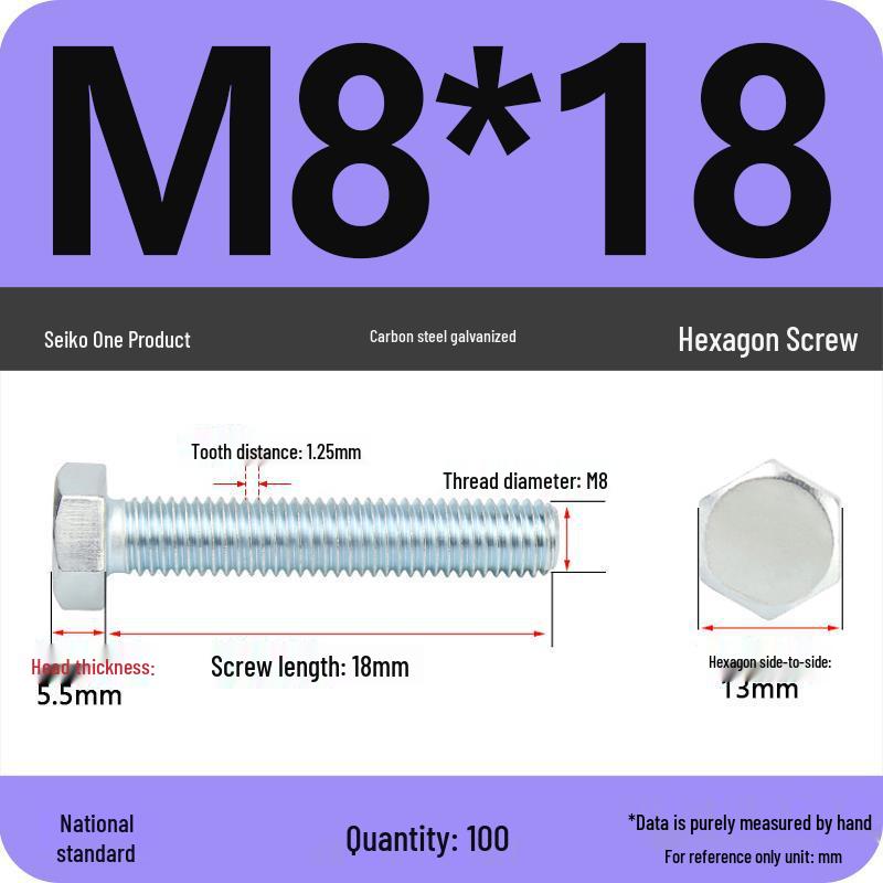 8.8 Grade Galvanized Hex Head Bolt, High-Strength M4-M30
