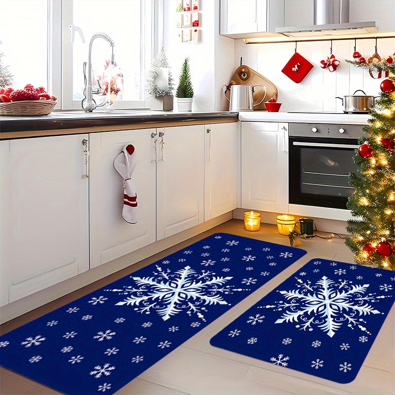 1 ks protiúnavové kuchyňské koberce s vánočním potiskem sněhových vloček, vodotěsné, protiskluzové, silné polstrované kuchyňské rohože, odolné, pohodlné, stojící, do kuchyně