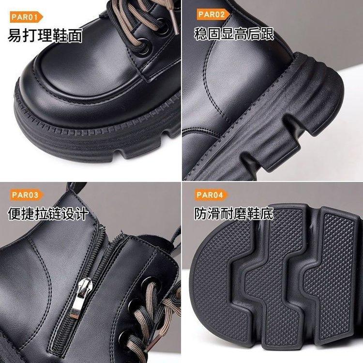 New Platform Short Boots 2025 Autumn and Winter Soft Leather Martin Boots Women's British Style Single Boots Versatile Platform Muffin Sole Single