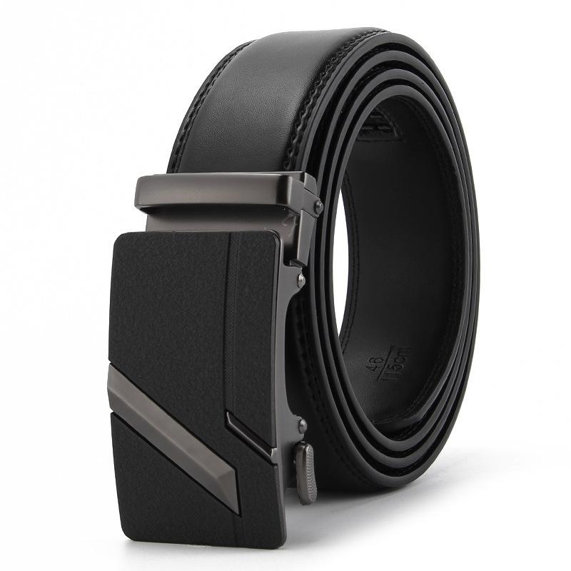 Frosted Automatic Buckle Edge Two-Layer Cowhide Belt, Business And Leisure Men'S Trendy Belt