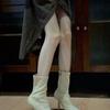 Socks boots pointed thin heels beige thin boots autumn and winter new high heels thin elastic short boots women