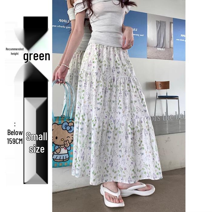 2025 High-Waisted Floral Patchwork Midi Skirt with Lining - Slimming, Versatile Summer Style for Women