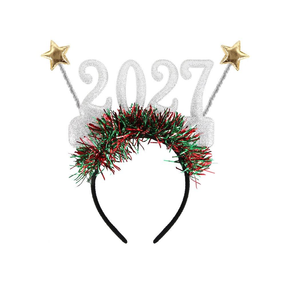 Cute 2027 Happy New Year Headband Sequin Star Strip Headwear Christmas Headpiece  Masquerade Party