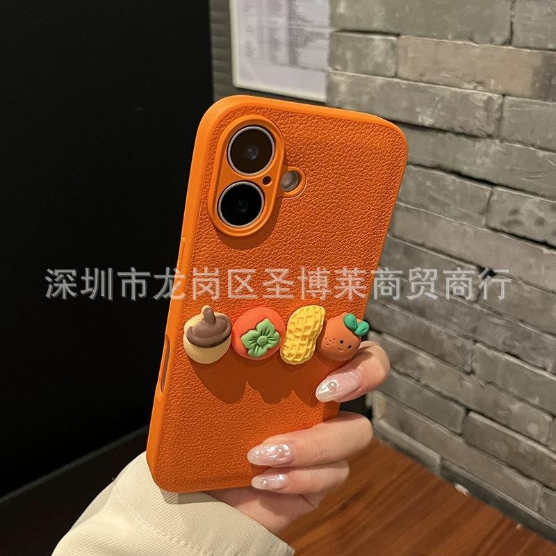 Apple 17promax Mobile Phone Case Is Suitable for Orange Iphone17pro Sticker Protective Case 14/16.