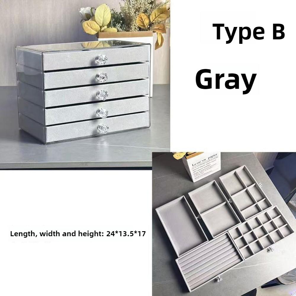 Mehrschichtige Schmuckschatulle aus Flanell mit Schublade, Ohrstecker, Armband, Aufbewahrungsregal, Schmuckschatulle, geeignet für Ehefrauen, Weihnachtsgeschenke, Ostern, Valentinstag