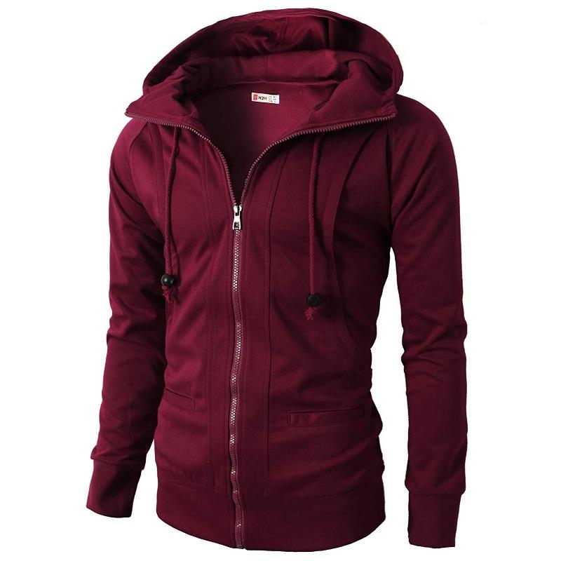 Ny Herre Sports Fitness Hverdags Jacquard Genser Fleece Cardigan Hettejakke
