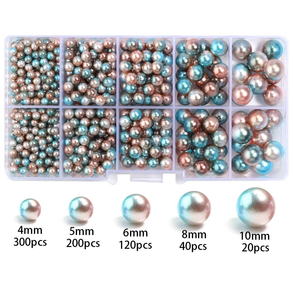 10Grids 4/5/6/8/10mm ABS Imitation Pearl Beads Kit Gradient Color No Hole Round Loose Beads For DIY Jewelry Making Accessories