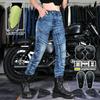 Womens Motorcycle Riding Jeans - Vintage Biker Style Kevlar Reinforced Crash Protection Cotton Blend Denim Pant