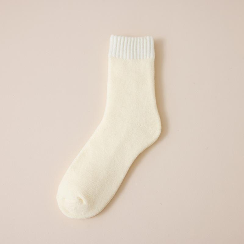 

Толстые носки мужские флисовые утолщенные средние носки-трубы имитация кашемира термочулки спальные носки-поло Zhuji One Size молочный белый