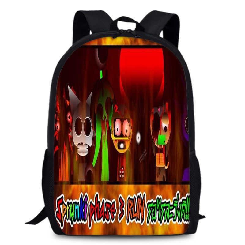 Sprunki 15in Large Capacity Backpack Durable Oxford Fabric School Bag For Students Teens Lightweight Design