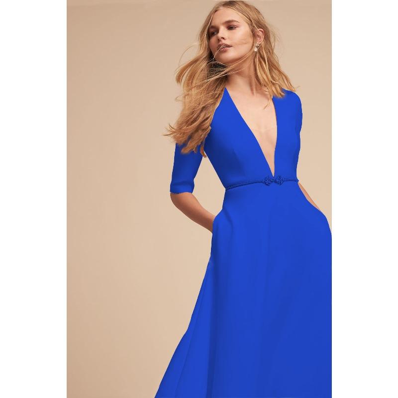 

New women s clothing, medium-sleeved medium and long skirts, sexy collar dresses. XXXL синій