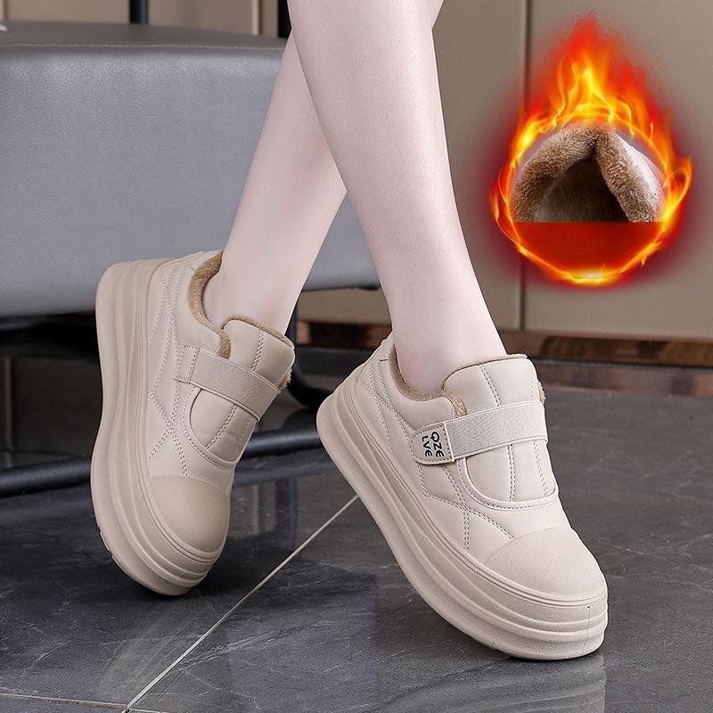 Damen Winter Schnürstiefel mit dicker Sohle Fell eins leicht warm kälteabweisend gefüttert Schneestiefel rutschfest abriebfest lässige Sneaker Baumwollstiefel Board Schuhe