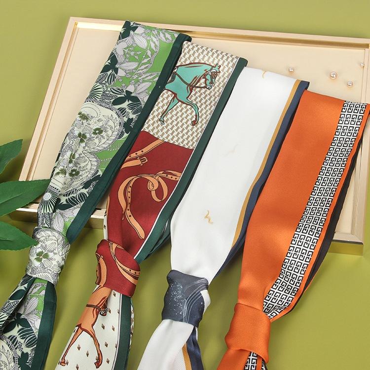 Long Small Silk Scarf Women's Autumn and Winter Versatile Thin and Narrow Scarf with Shirt Fashion Headband New Decorative Scarf