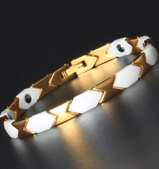 Bracelets en Céramique Pour Femmes Homme Mode Bijoux en Acier Inoxydable Accessoires Mains Femmes Thérapie Magnétique pour la Santé Bracelets pour Hommes
