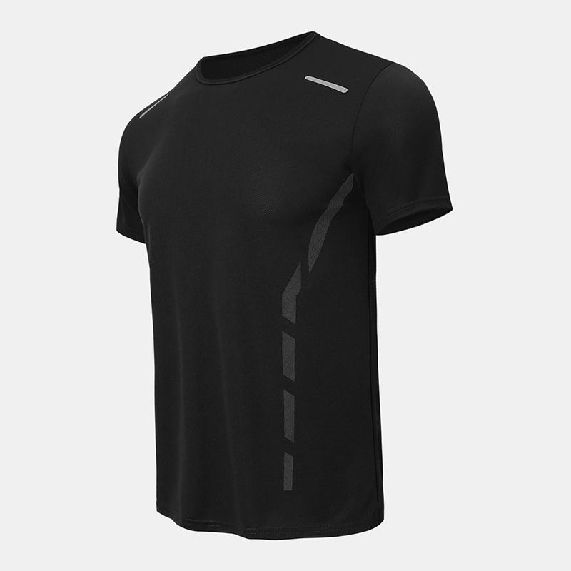1-Piece Men s Summer Multi-color Quick Drying Sports Short Sleeved Loose and Breathable Fitness Running Reflective Strip Trendy XS чёрный
