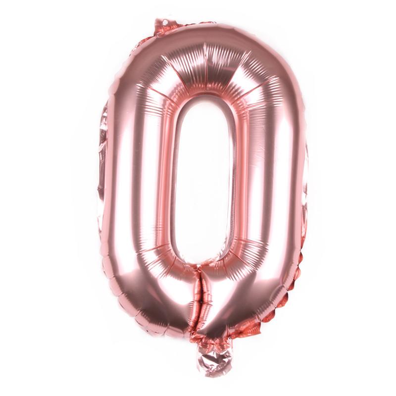 

16-дюймова цифрова алюмінієва фольгована кулька рожевого золота, золотого срібла, алюмінієва фольгована кулька 16 inch 0 рожевий колір золота