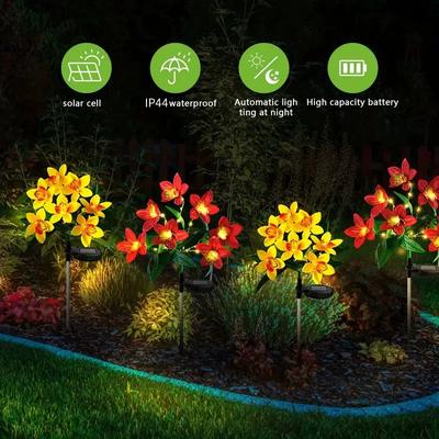 LED Solar Powered Garden 7 Head Orchid Lights Patio Lawn Outdoor Waterproof Ground Lights Artificial Flower Decoration Lights