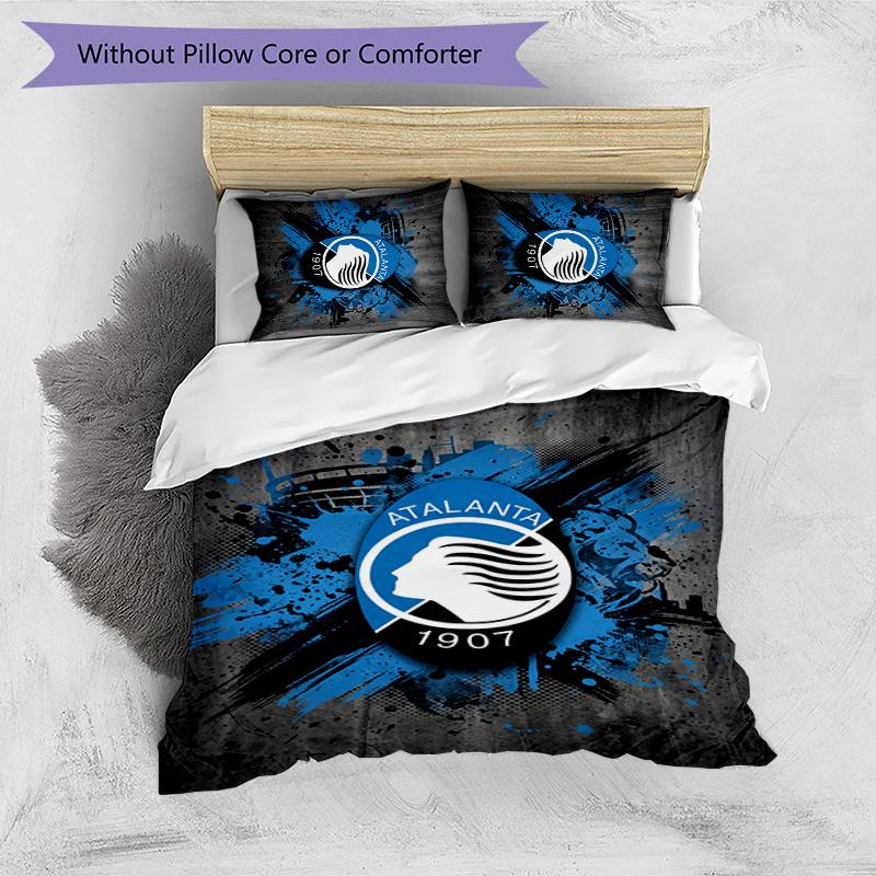 Set Biancheria da Letto Stampato 3 Pezzi Atalanta FC Traspirante Copripiumino con Federe Biancheria da Letto Decorativa per Camera da Letto Casa