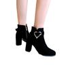Short Boots Suede Velvet Single Boots Round Head Large Size Autumn and Winter New Red Wedding Shoes Thick Heel High Heels Fashion Women