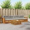 Outdoor Sofa Set with Cushions 5 Pcs Natural and Light Grey